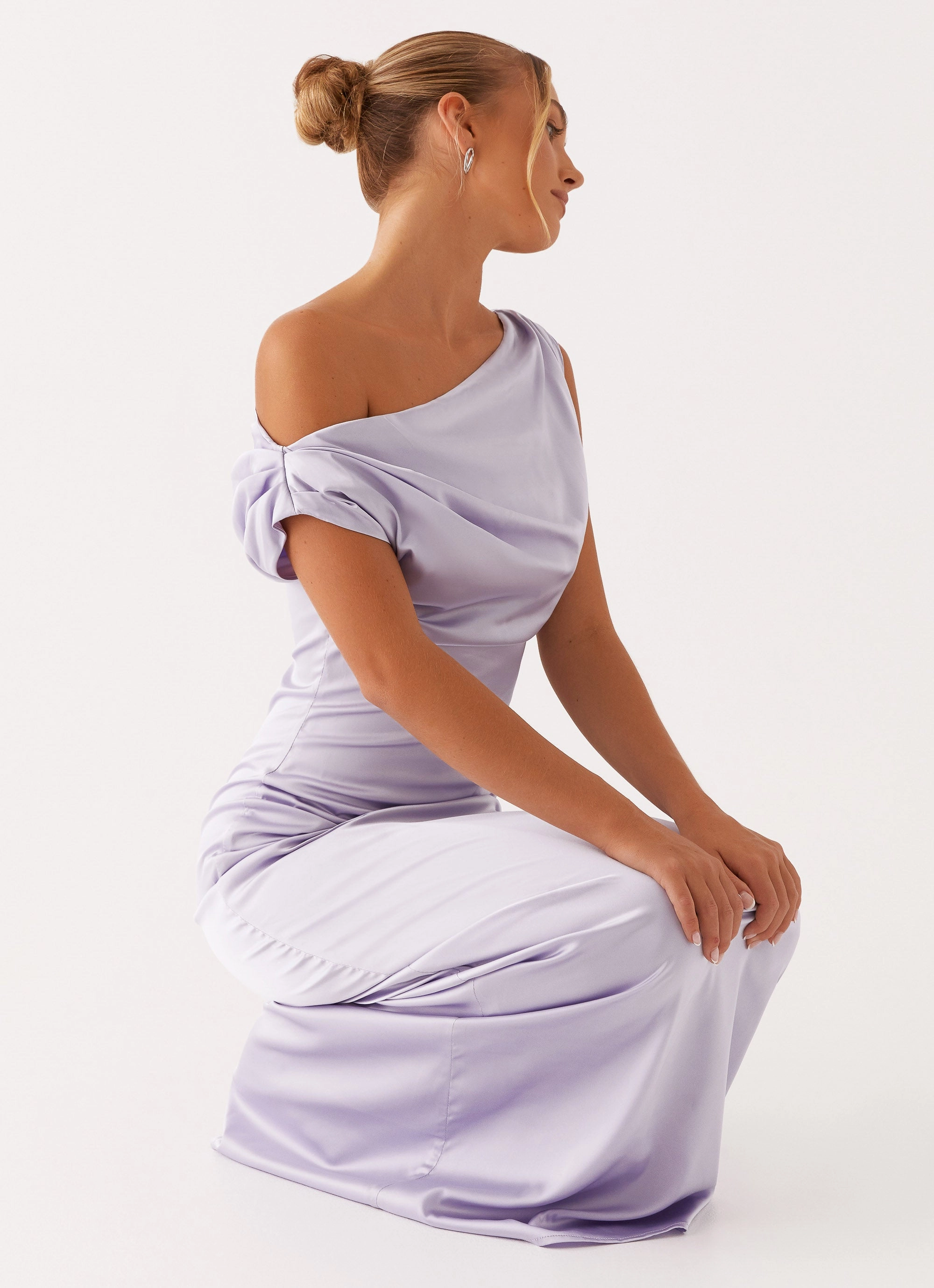 Heart Of Glass Satin Maxi Dress - Lilac Feel Good