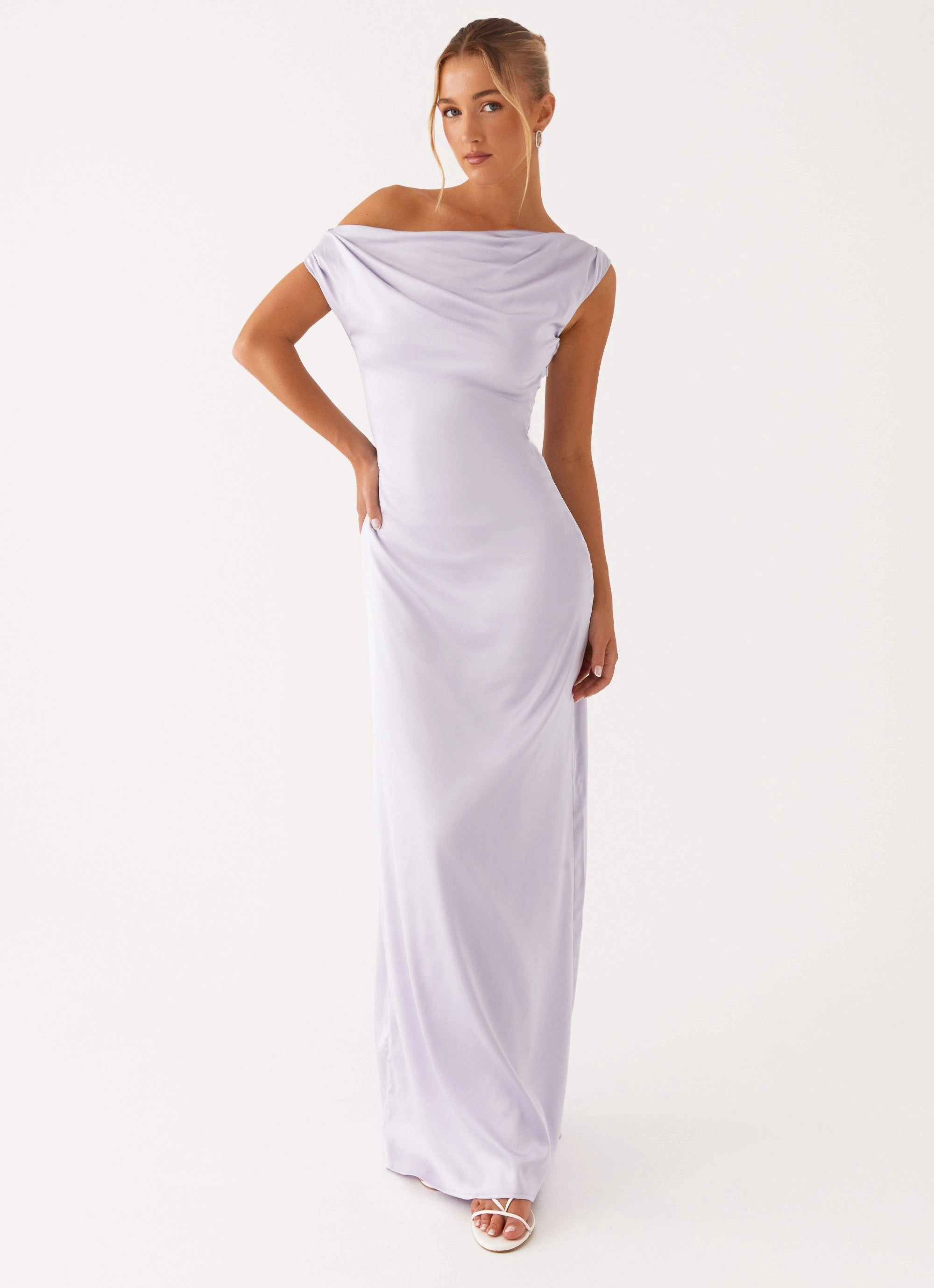 Heart Of Glass Satin Maxi Dress - Lilac Work Pairing