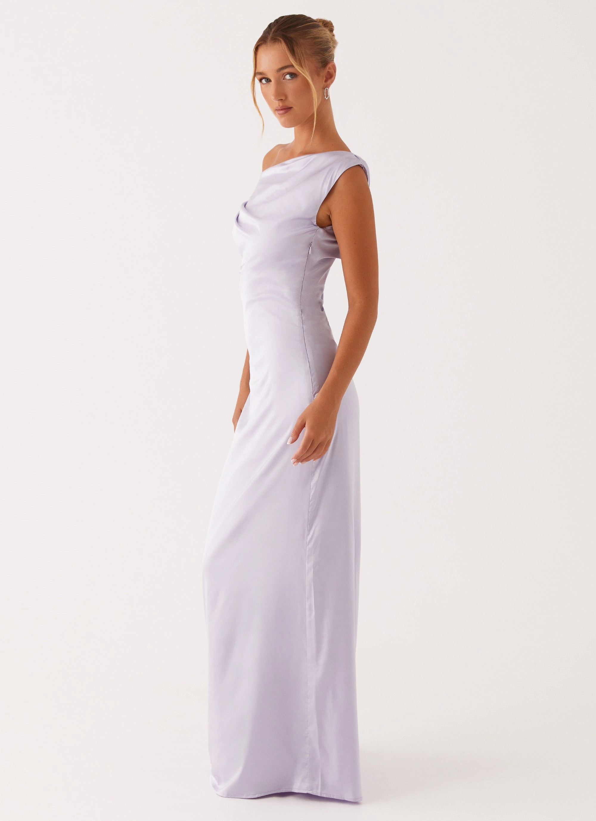 Stylish Comfort Heart Of Glass Satin Maxi Dress - Lilac