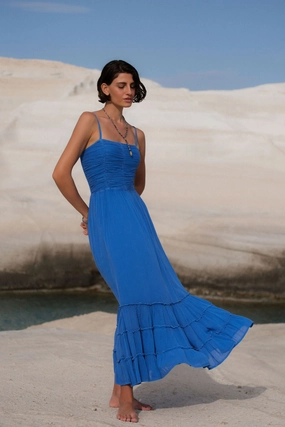 Vibrant Style Boheme Dress Blue