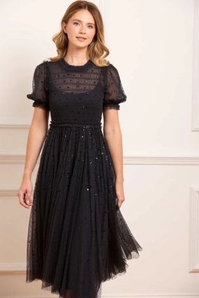 Minimal Harmony Minimal Motion Sequin Giselle Smocked Ballerina Dress