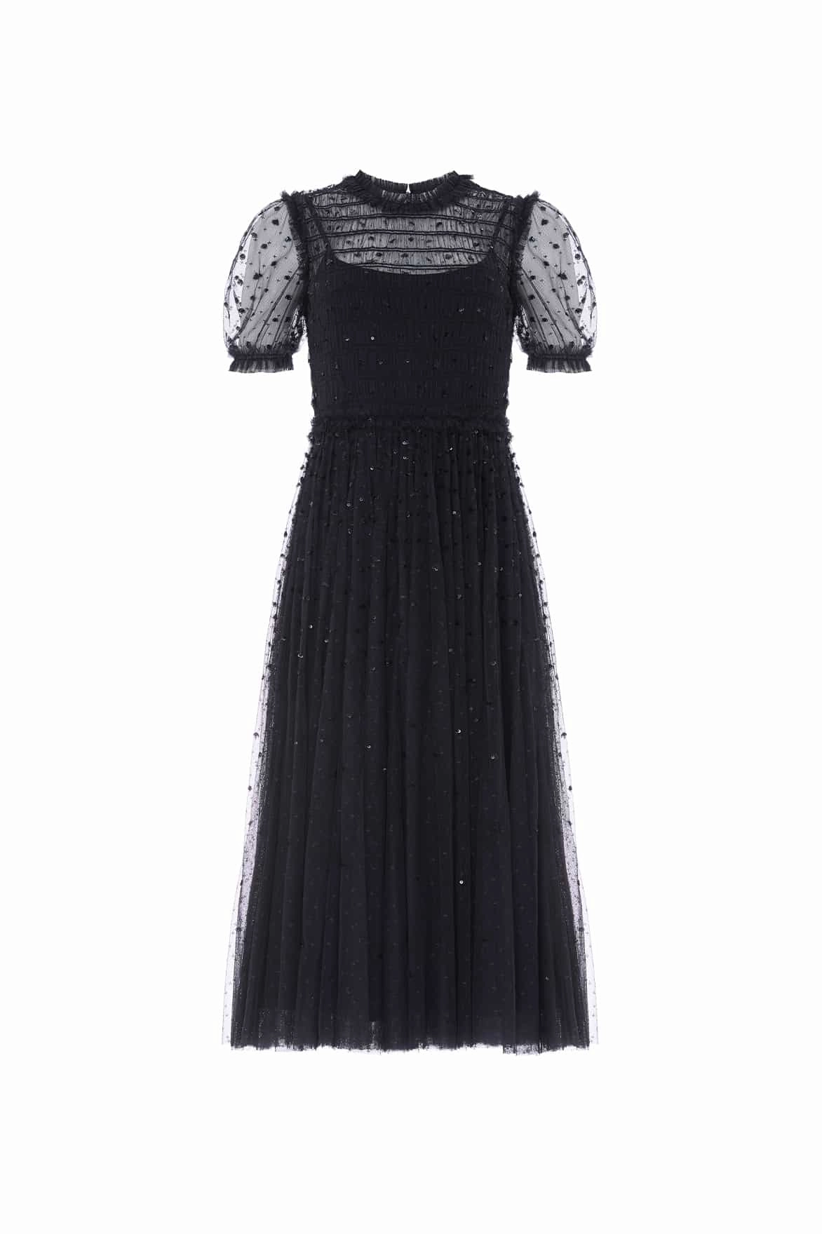 Work Mood Sequin Giselle Smocked Ballerina Dress