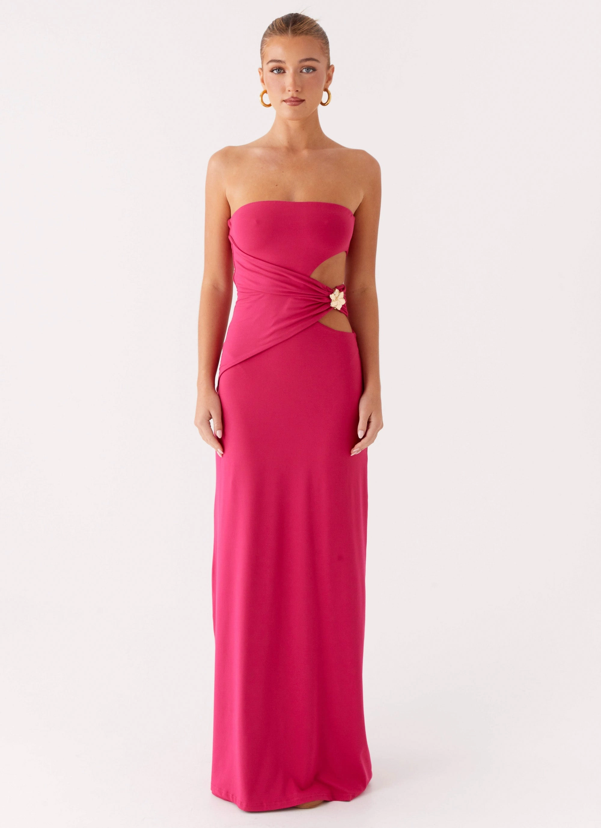 Feminine Line Brunch Outfit Anetta Maxi Dress - Fuchsia