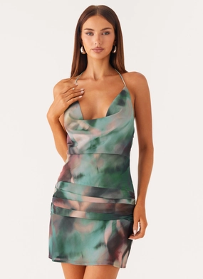 Cyna Cowl Mini Dress - Sea Splash Simple Touch
