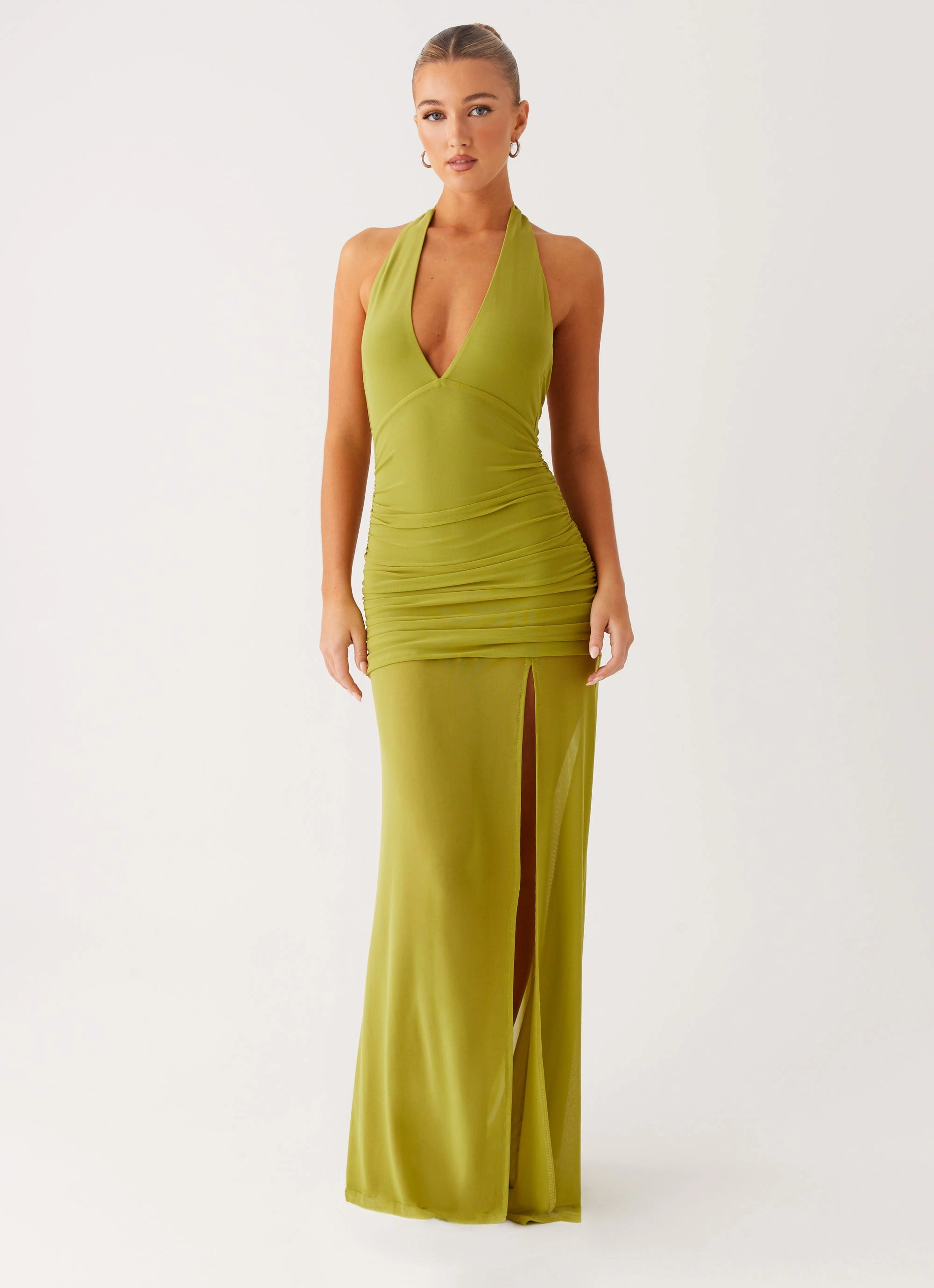 Relax Draping Shade Glow Island Muse Dress - Lime