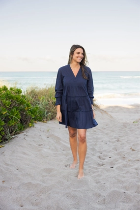 Dover Dress Solid Navy Contemporary Layer