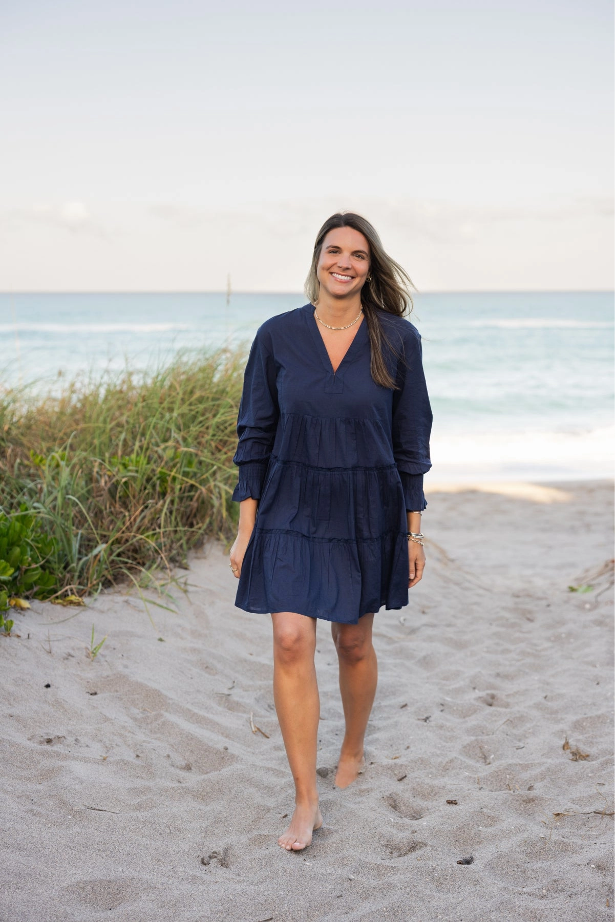 Dover Dress Solid Navy Bright-colored piece