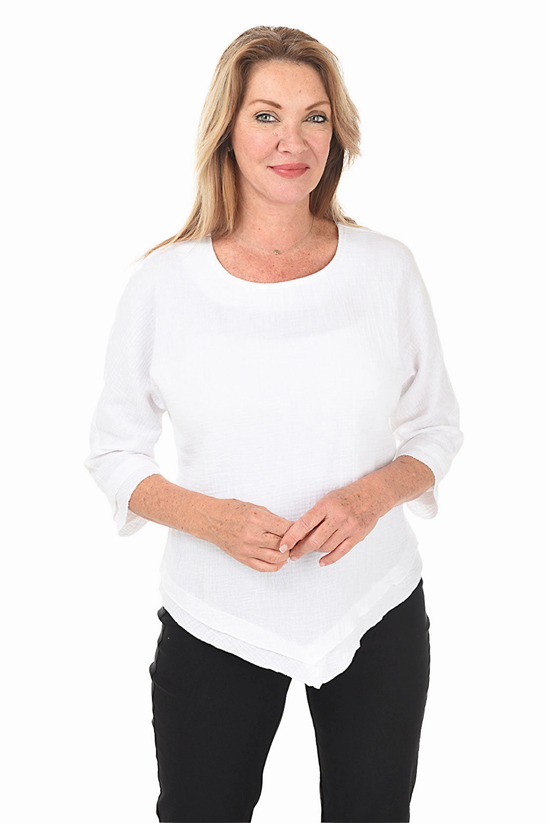 ThermalRegulationLayer Odor Resistant Fabric Bubble Gauze Handkerchief Hem Blouse