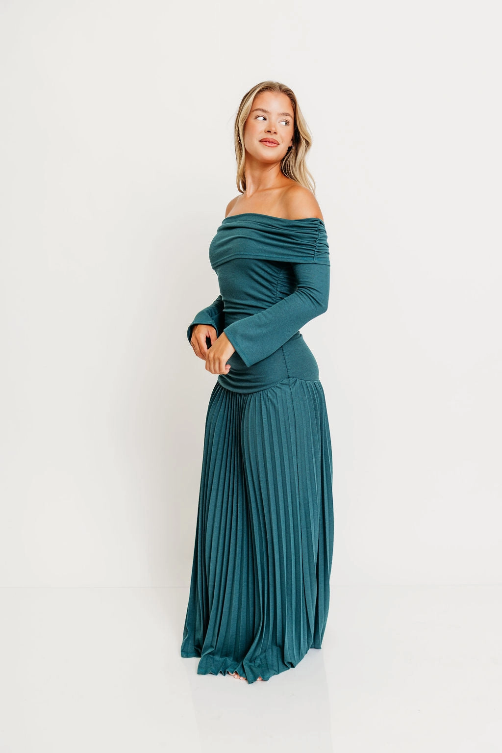 Smooth Layering Lennox Long Sleeve Maxi Dress in Green