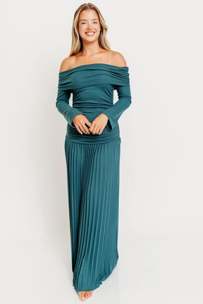 Dress for brunch Sleek long-sleeve dress Lennox Long Sleeve Maxi Dress in Green