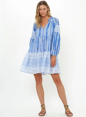 Wedding Style Comfortable and Flattering Balloon Sleeve Short Ziggy Blue