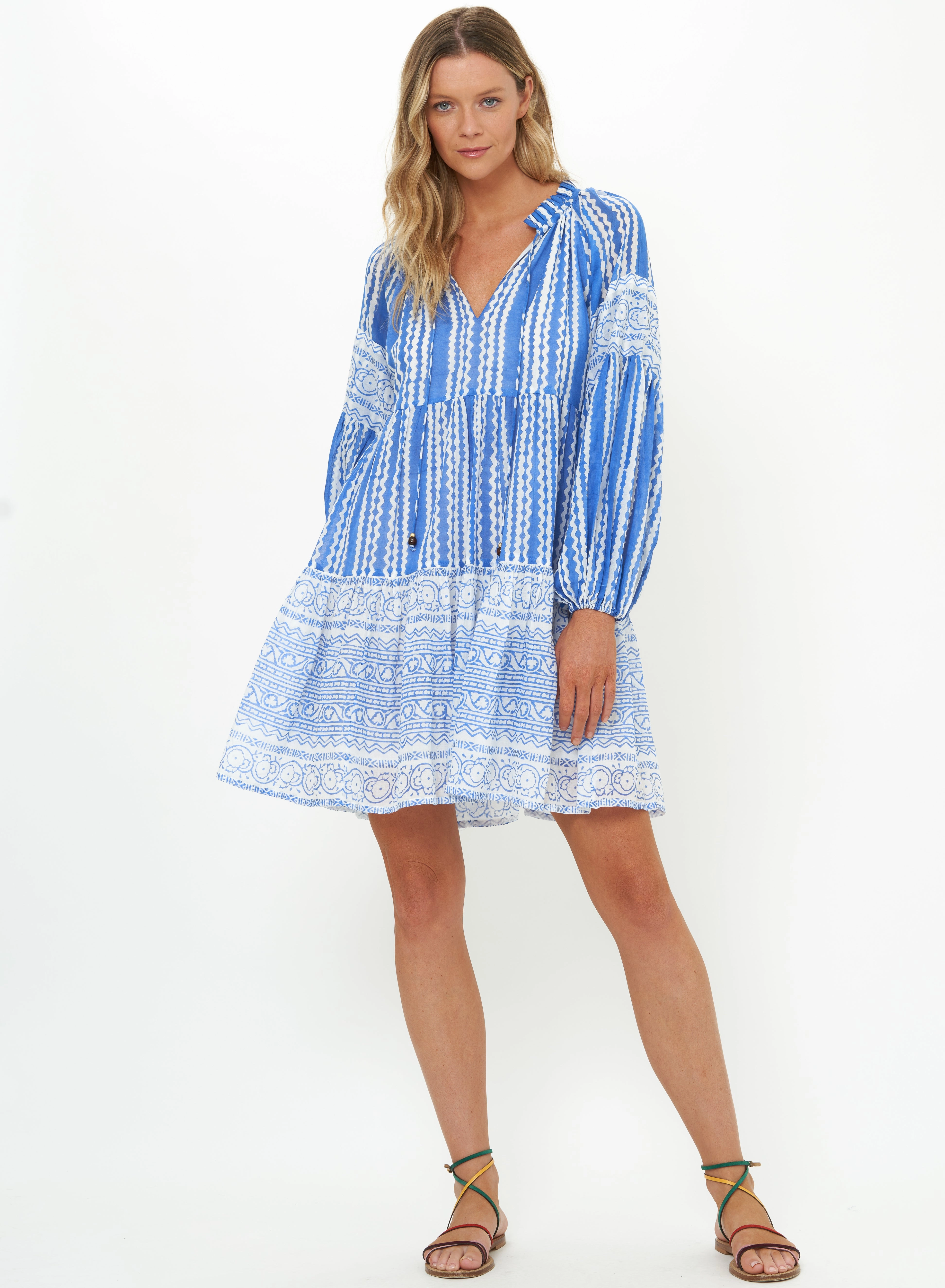Wedding Style Comfortable and Flattering Balloon Sleeve Short Ziggy Blue