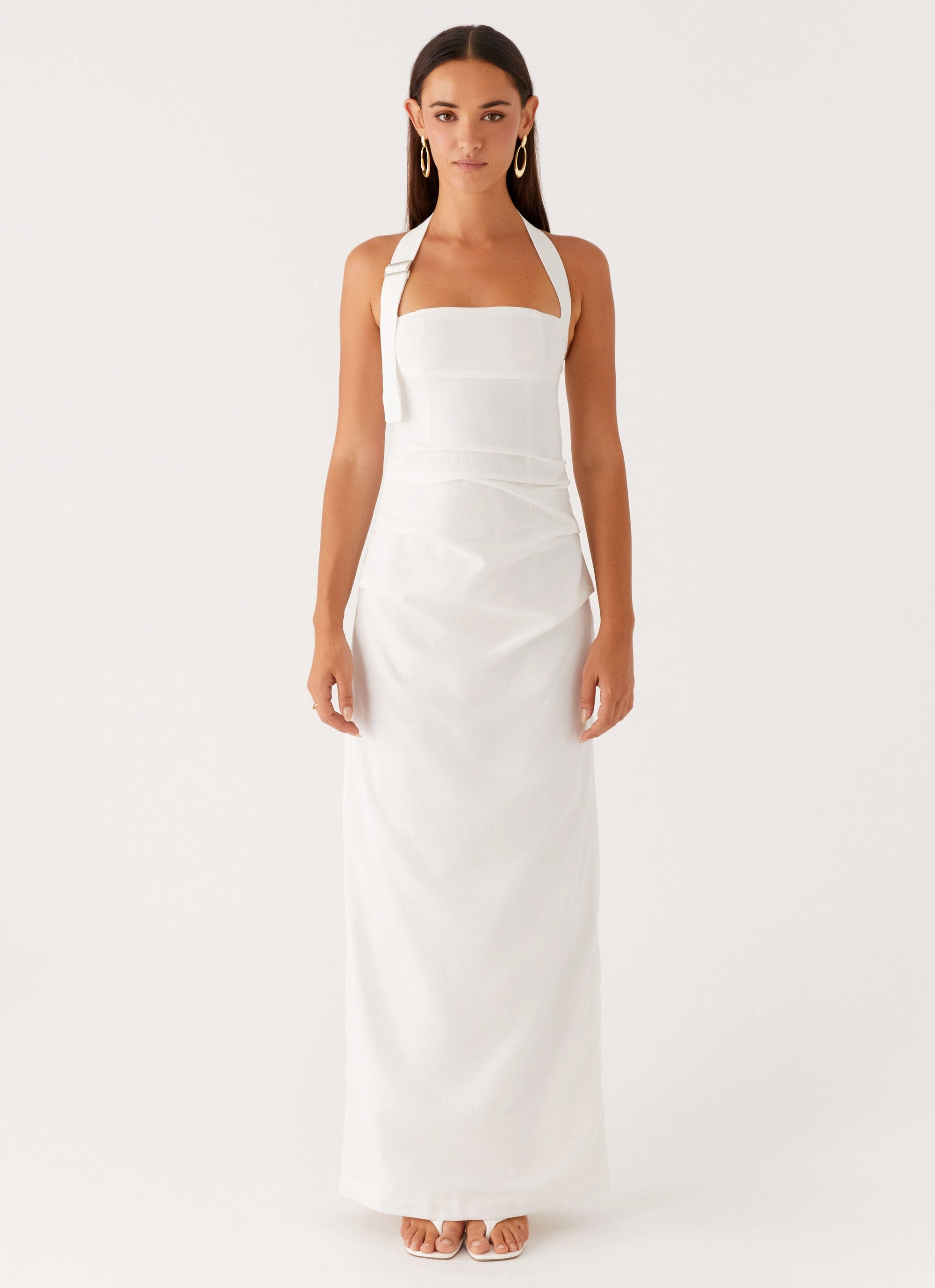 Textured Surface Raglan-Sleeve Rumour Has it Maxi Dress - White