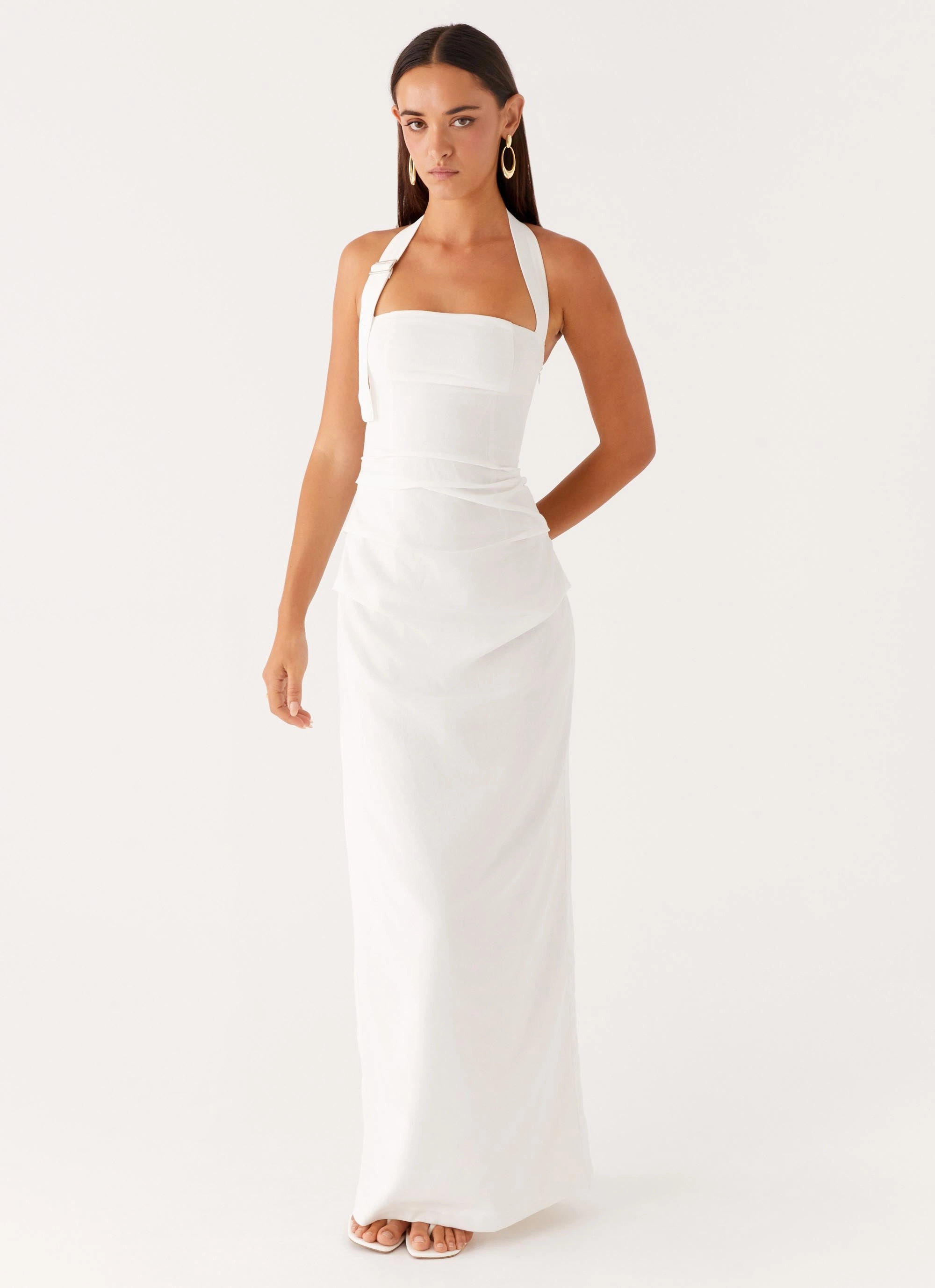 Rumour Has it Maxi Dress - White Shiny surface