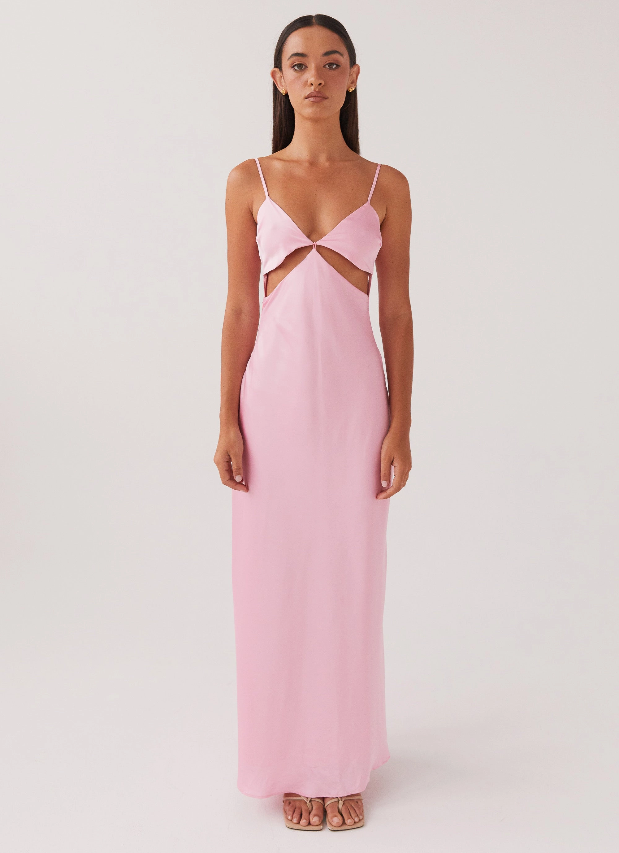 Polished Form Matte Fabric Pretty In Pink Maxi Dress - Rose Quartz