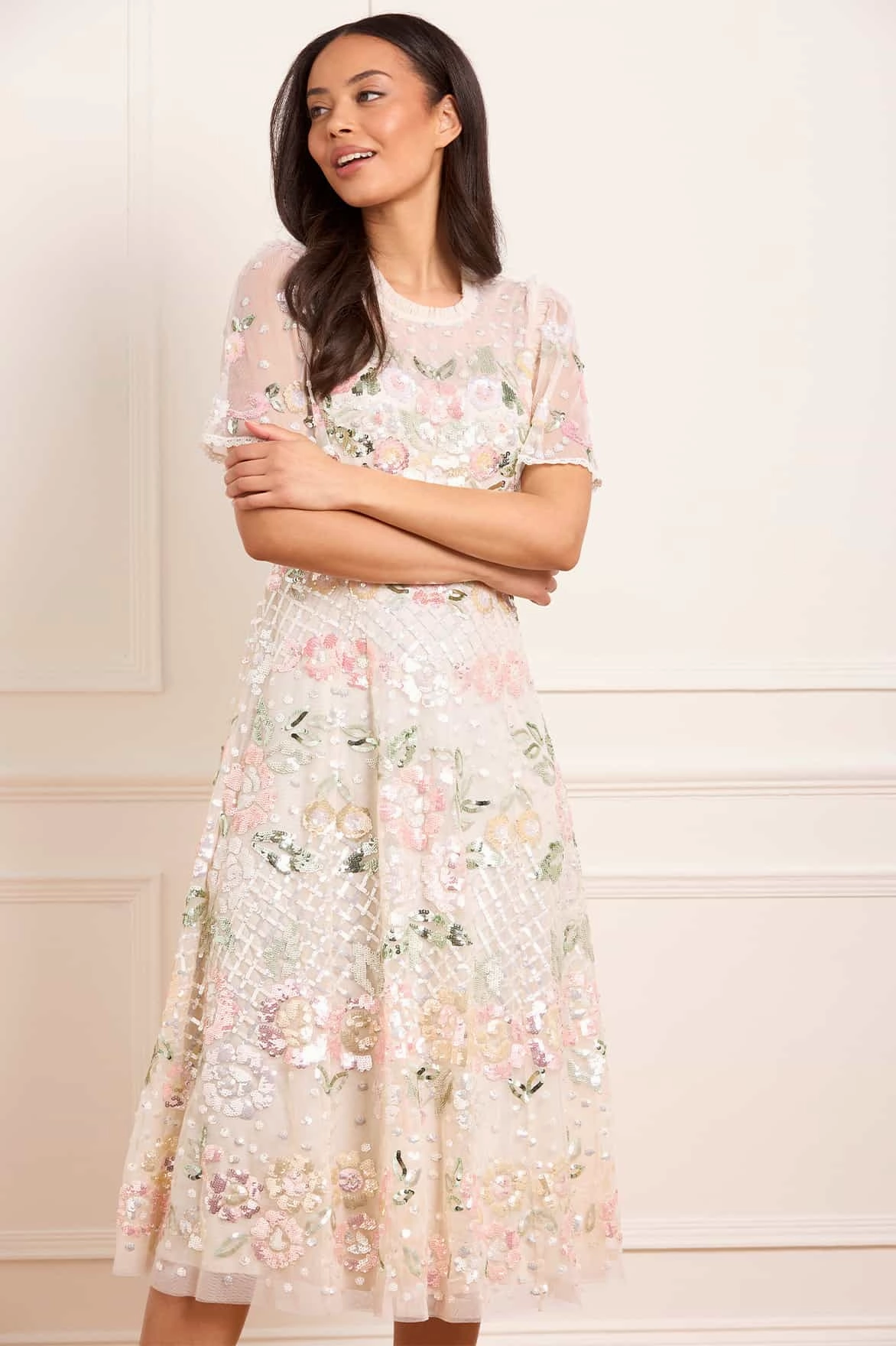Velvet-Touch Rosalie Short Sleeve Ballerina Dress