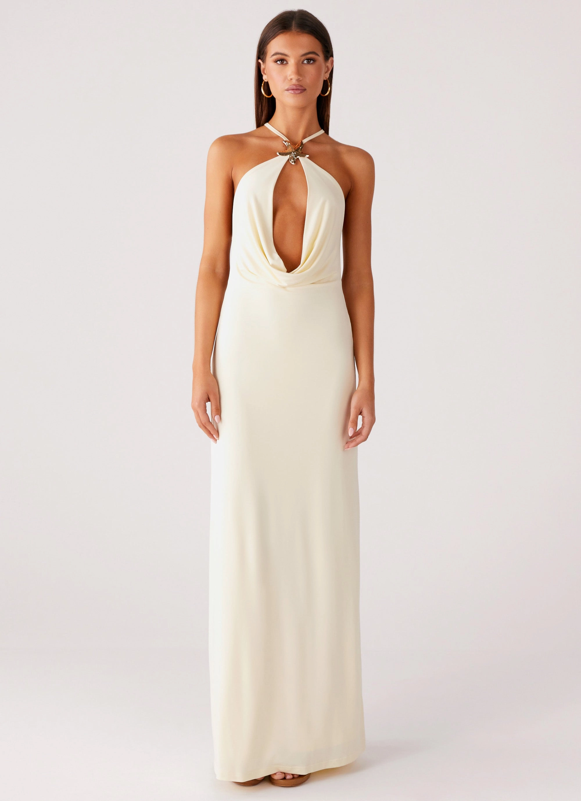 Mistlight Cowl Maxi Dress - Yellow Soft Profile