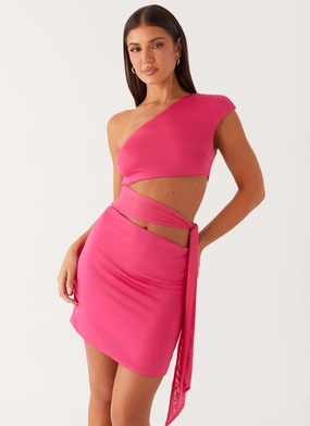Neutral Feel Balanced Tone Amara Mini Dress - Hot Pink