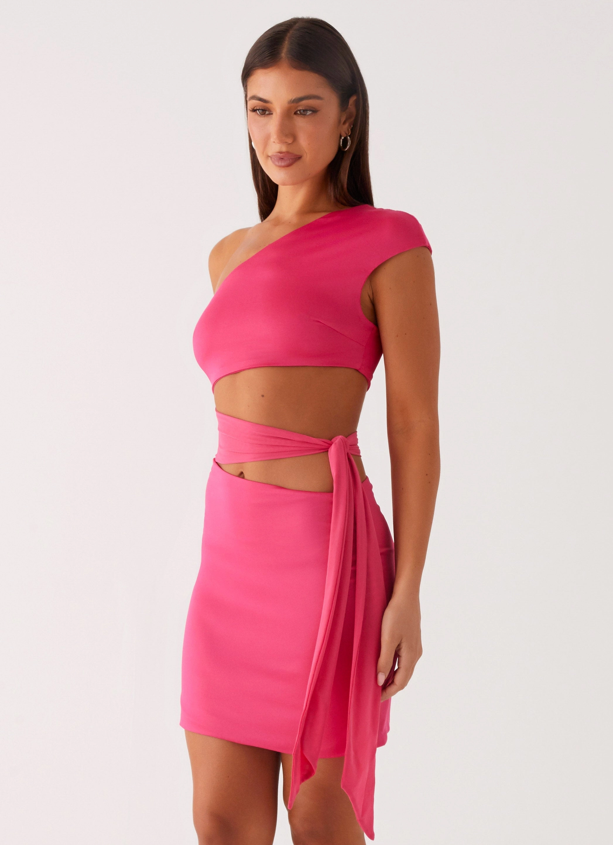 Feminine full-length gown Runway-Ready Amara Mini Dress - Hot Pink