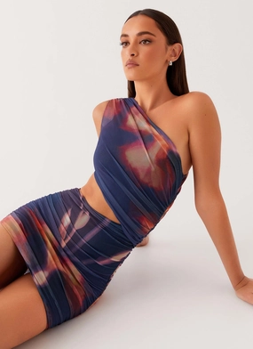 Addie Mini Dress - Midnight Bloom Fitted Neat