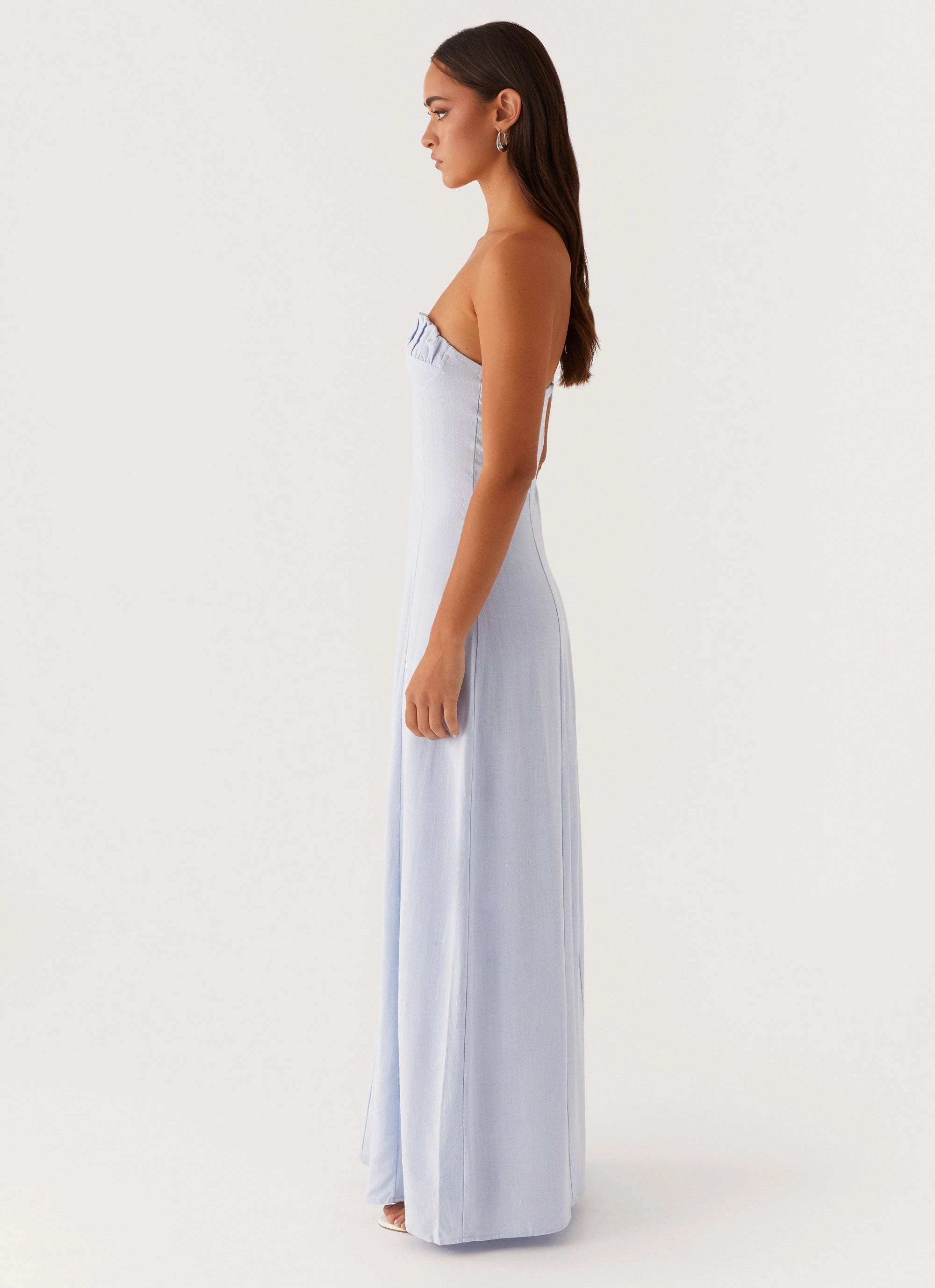 Layered Comfort Tayla Linen Maxi Dress - Blue