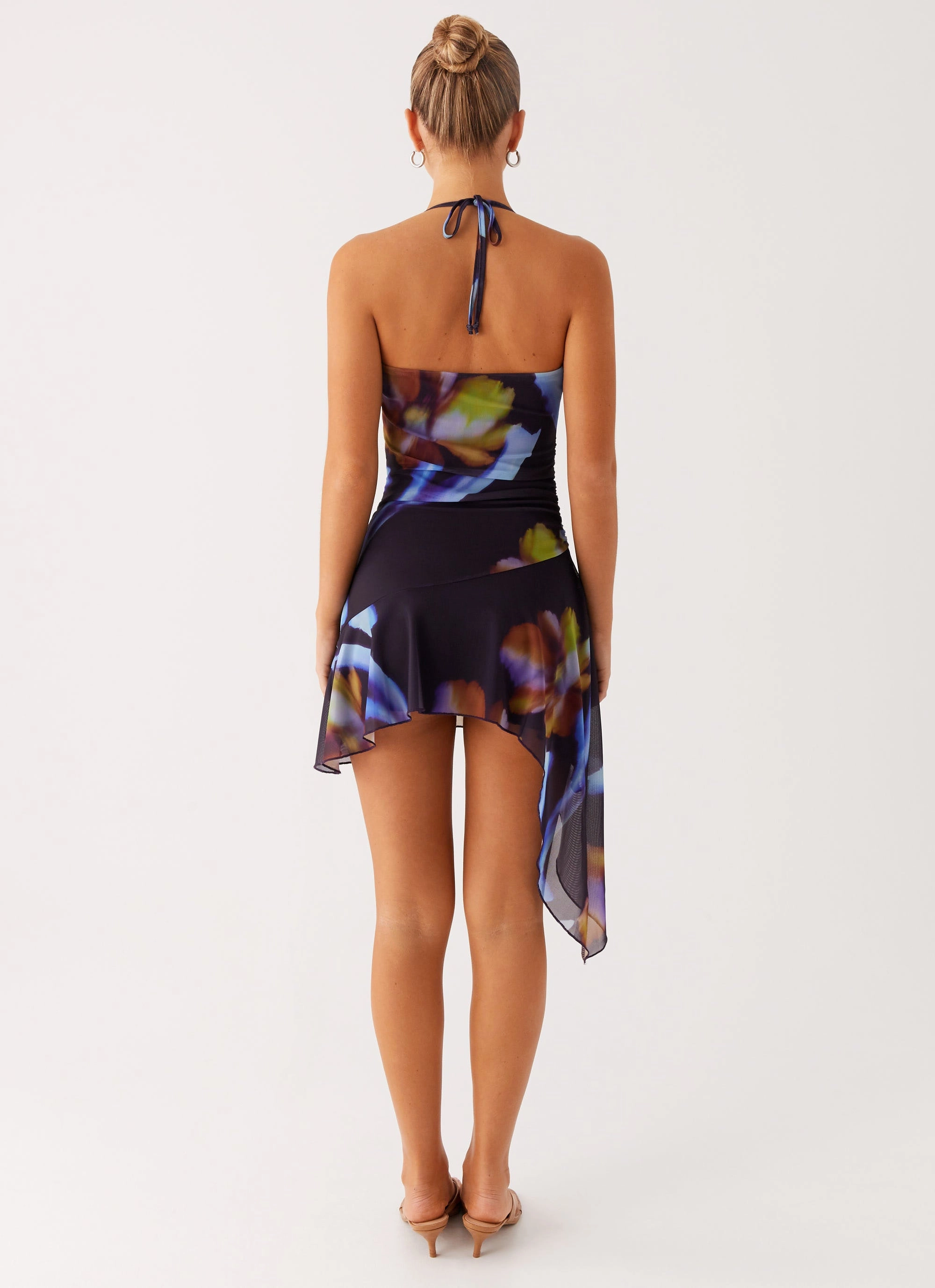 Algarve Mini Dress - Dark Floral Flattering Waist Design