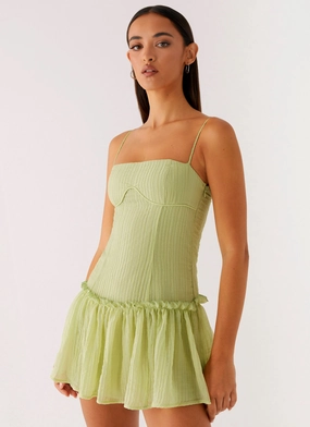 Relaxed Finish Pink Glow Bambini Mini Dress - Green