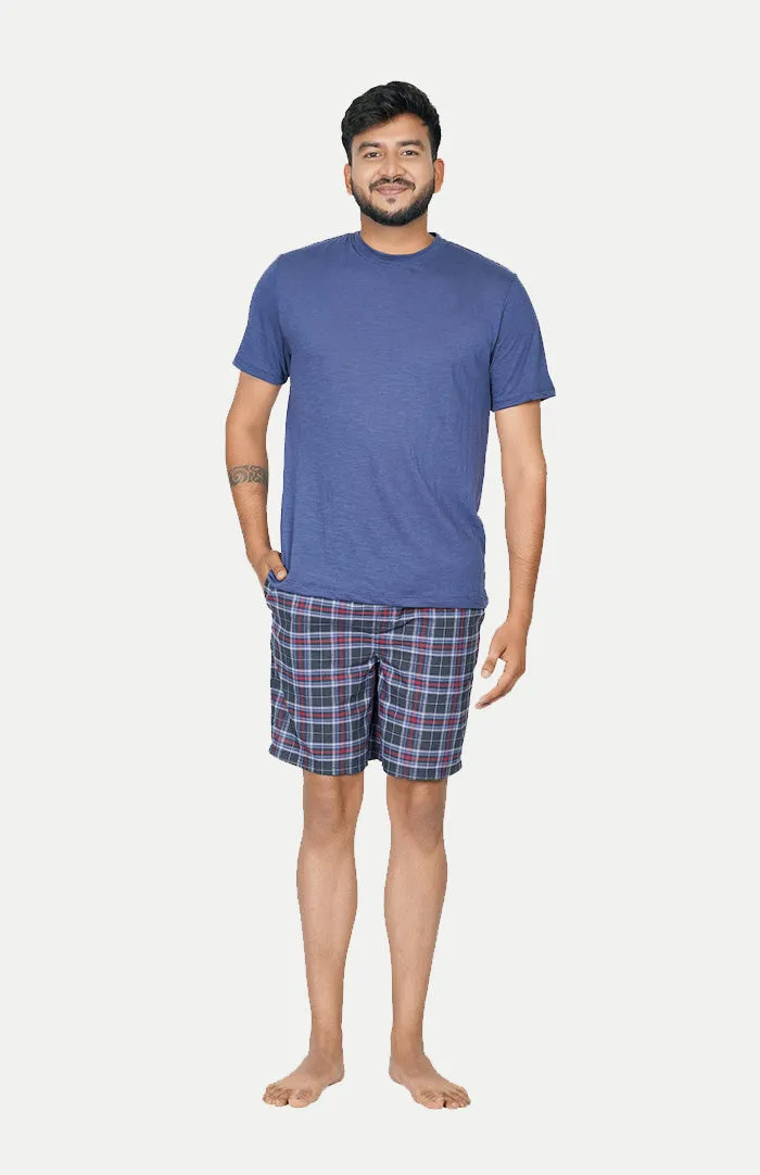 Summer Blue - T-shirt & Shorts | Checkered Loungewear Set