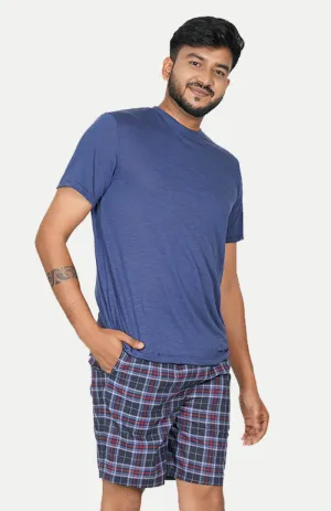 Summer Blue - T-shirt & Shorts | Checkered Loungewear Set