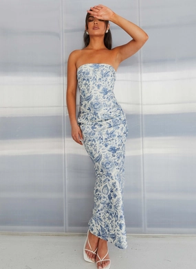 Summer Lover Maxi Dress - Blue Paisley budget-friendly Designer-Label
