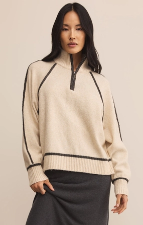 Temperature Control Technology RelaxedFit Z Supply Alps Half Zip Sweater in Light Oatmeal Heather
