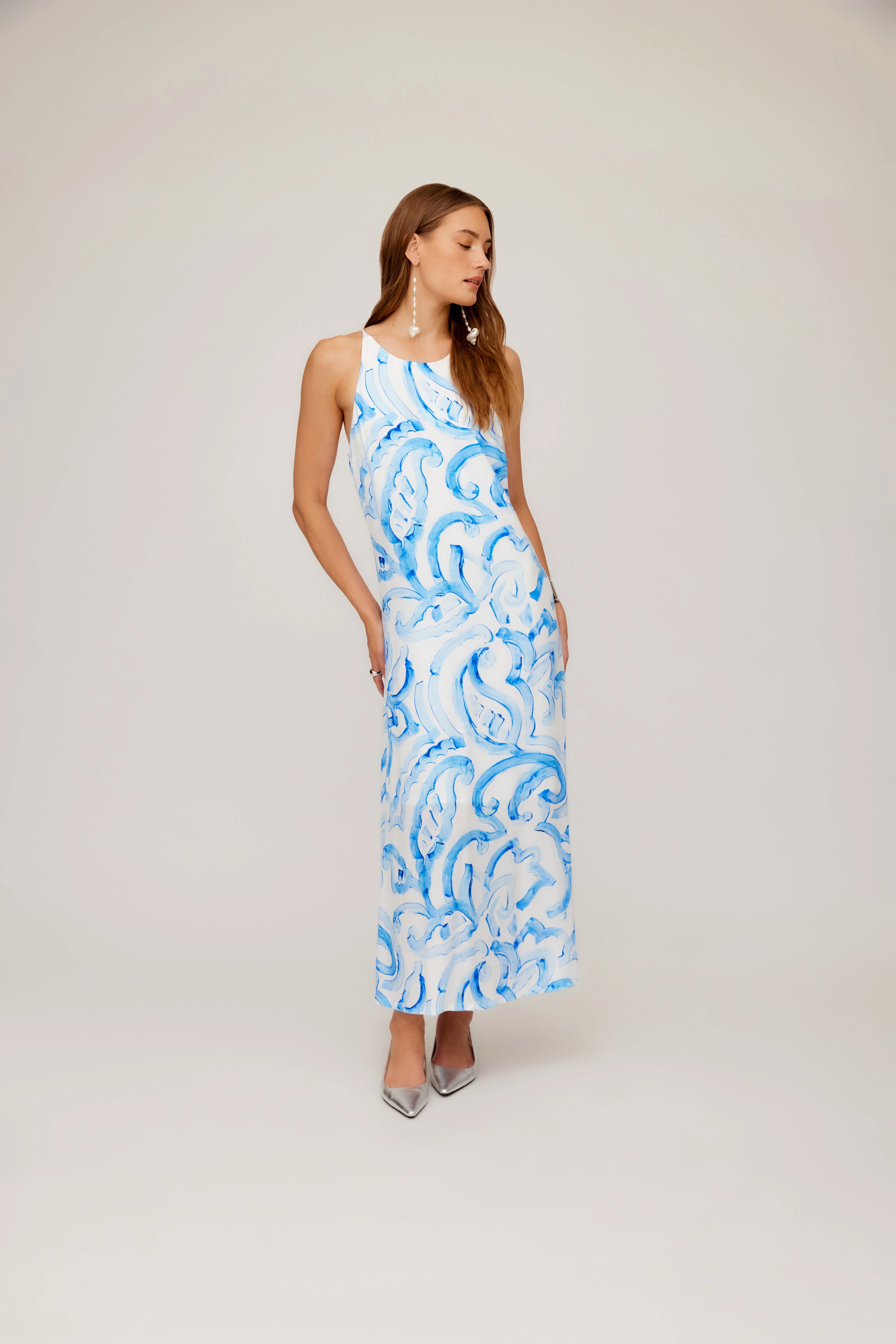 Sera A Line Midi Painted Paisley Print Perfect Layer