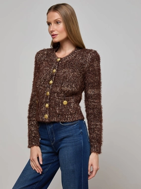 Una Knit Cardigan Chocolate Multi LightweightMaterial ReinforcedShoulderConstruction