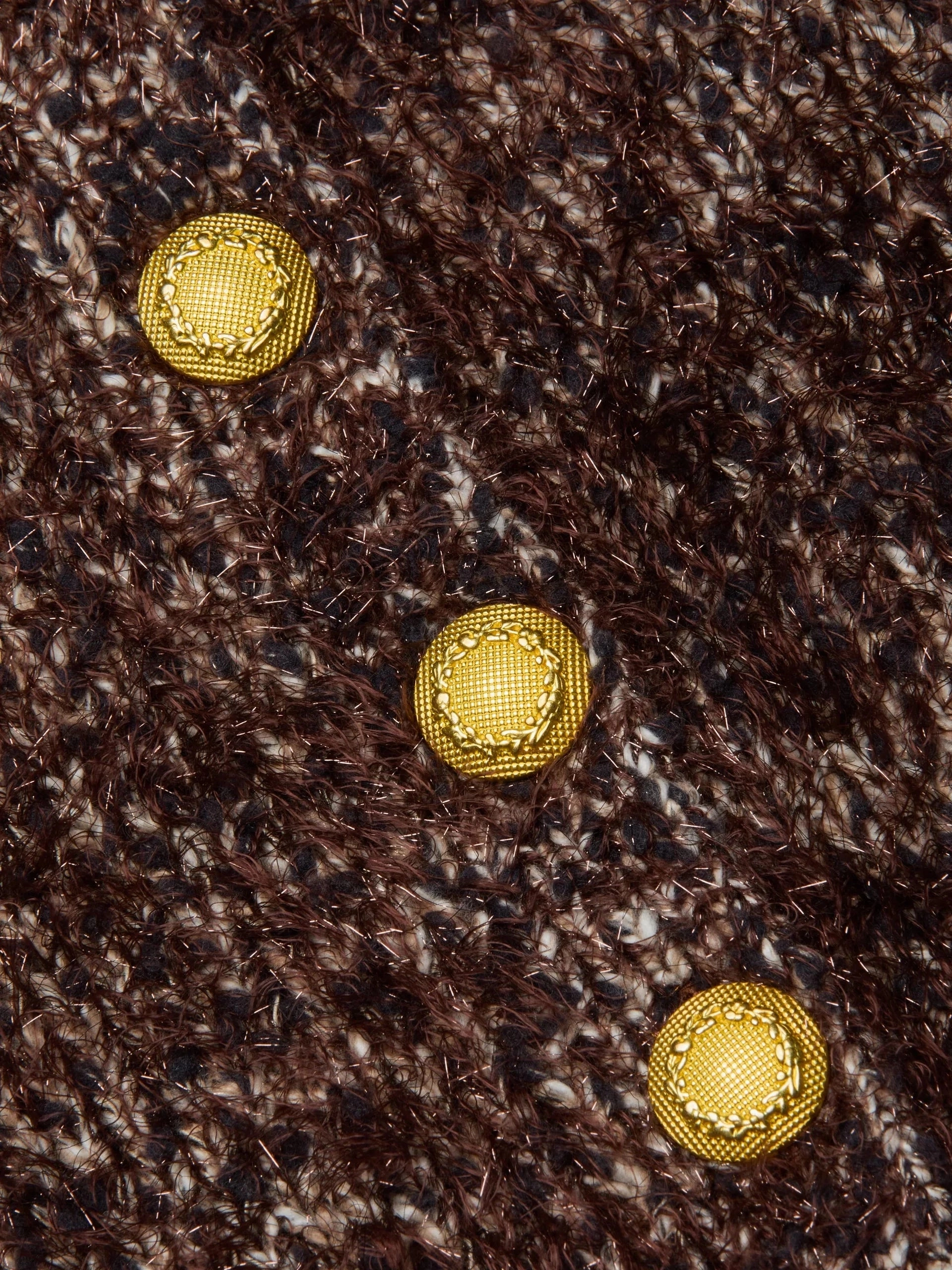 AntiSnagYarnProcessing Una Knit Cardigan Chocolate Multi