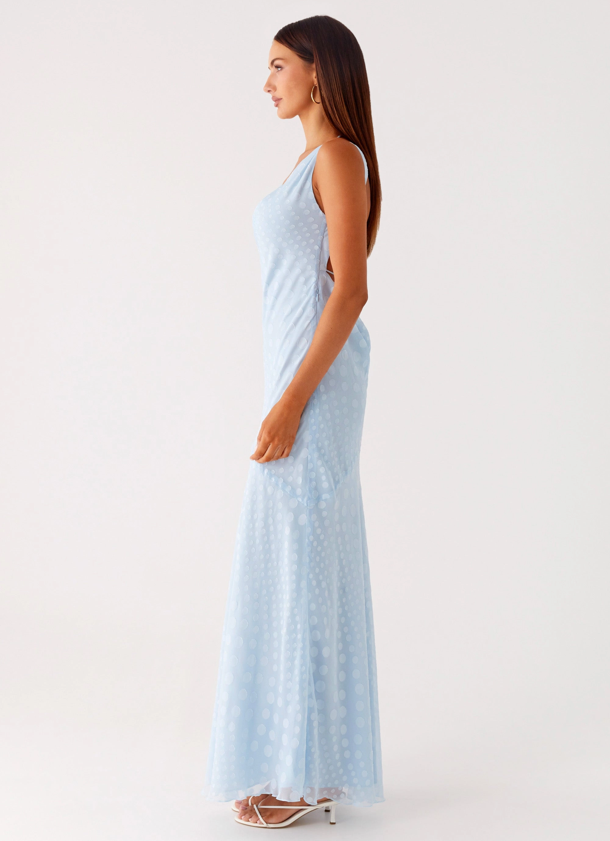 Sundance Chiffon Maxi Dress - Blue Sleek Draping Gentle Look
