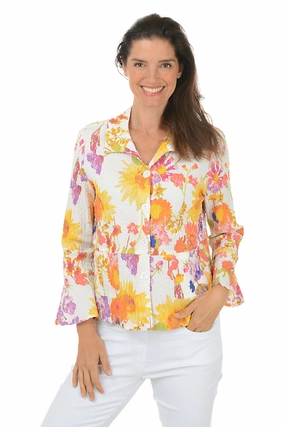 Sunflower Flounce Jacket Long Sleeve Tee Garment Washed