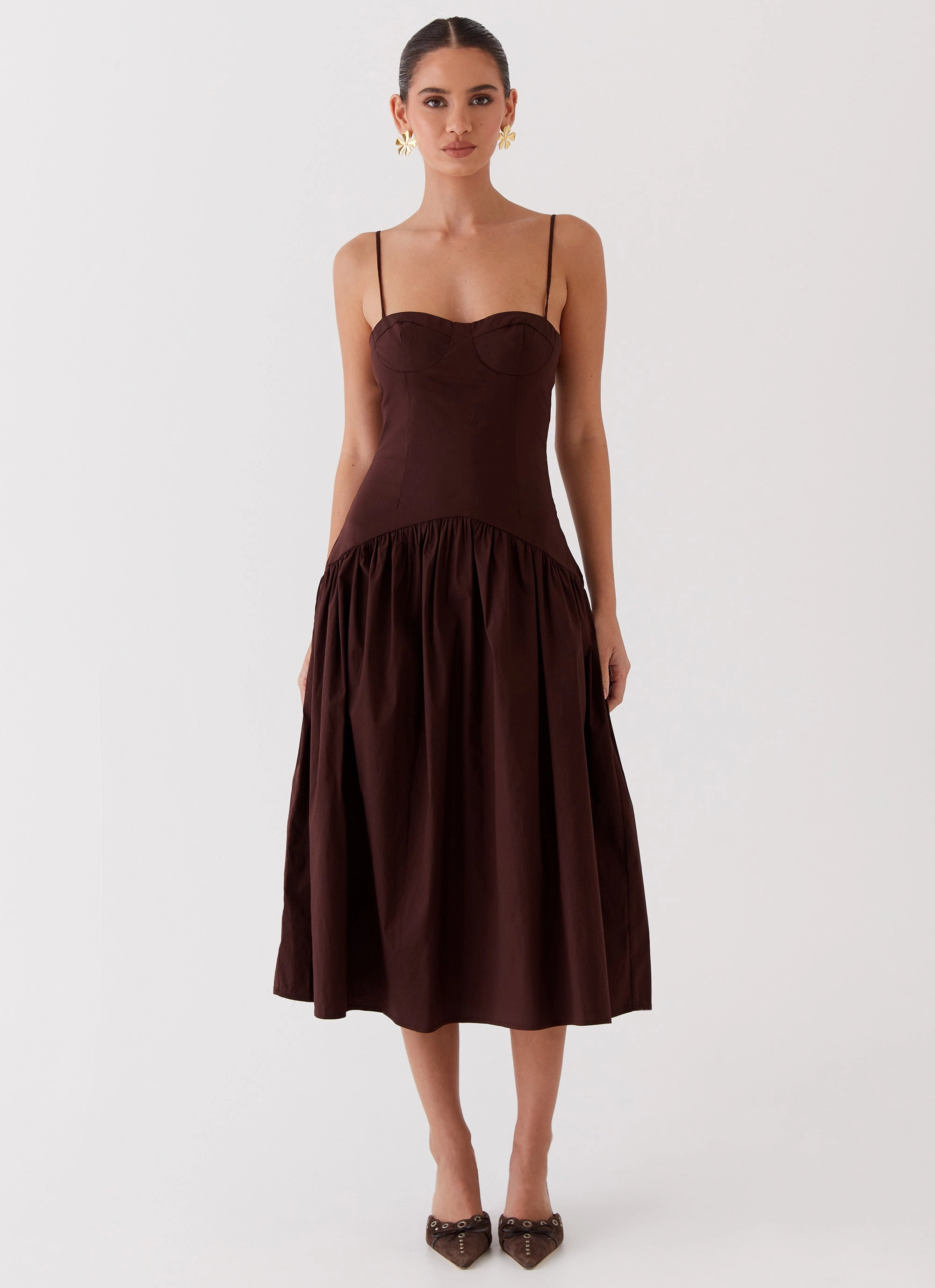Sharp Motion Yvette Corset Midi Dress - Chocolate