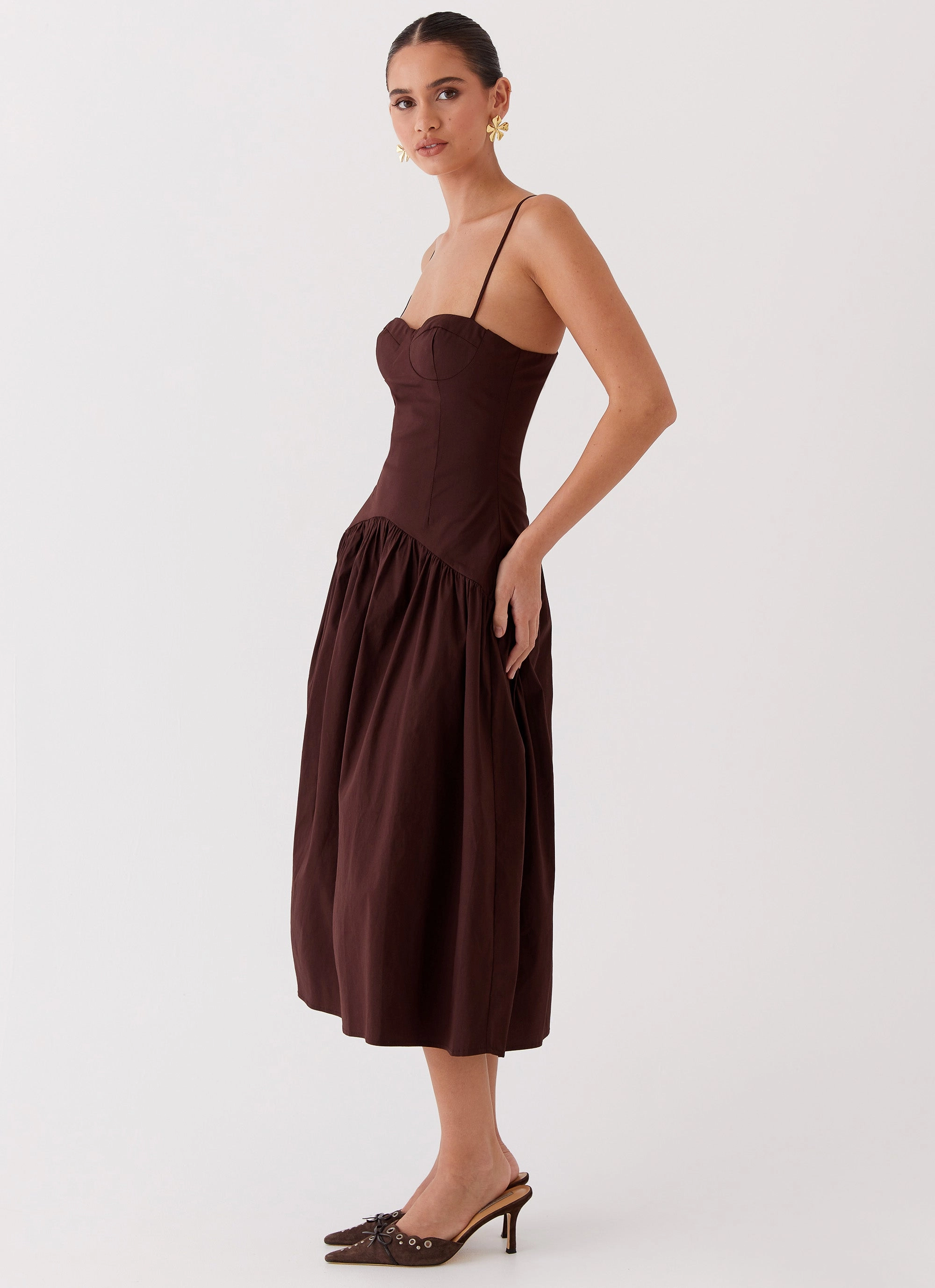 Yvette Corset Midi Dress - Chocolate Air Beauty