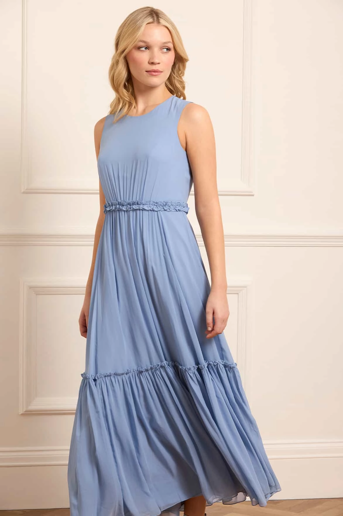 Spring Ready Harper Chiffon Cape Ankle Gown