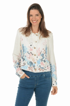 Supernova Frayed Linen-Blend Jacket BondedHemline Ribbed Trims