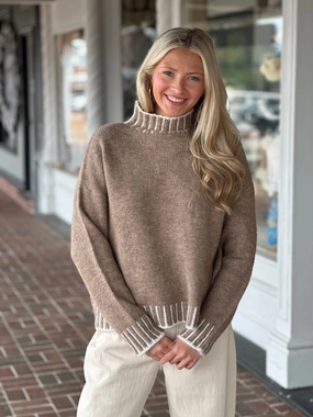 Favorite Stitch Sweater in Tan MinimalistAesthetic Flexible Waistband Adaptation