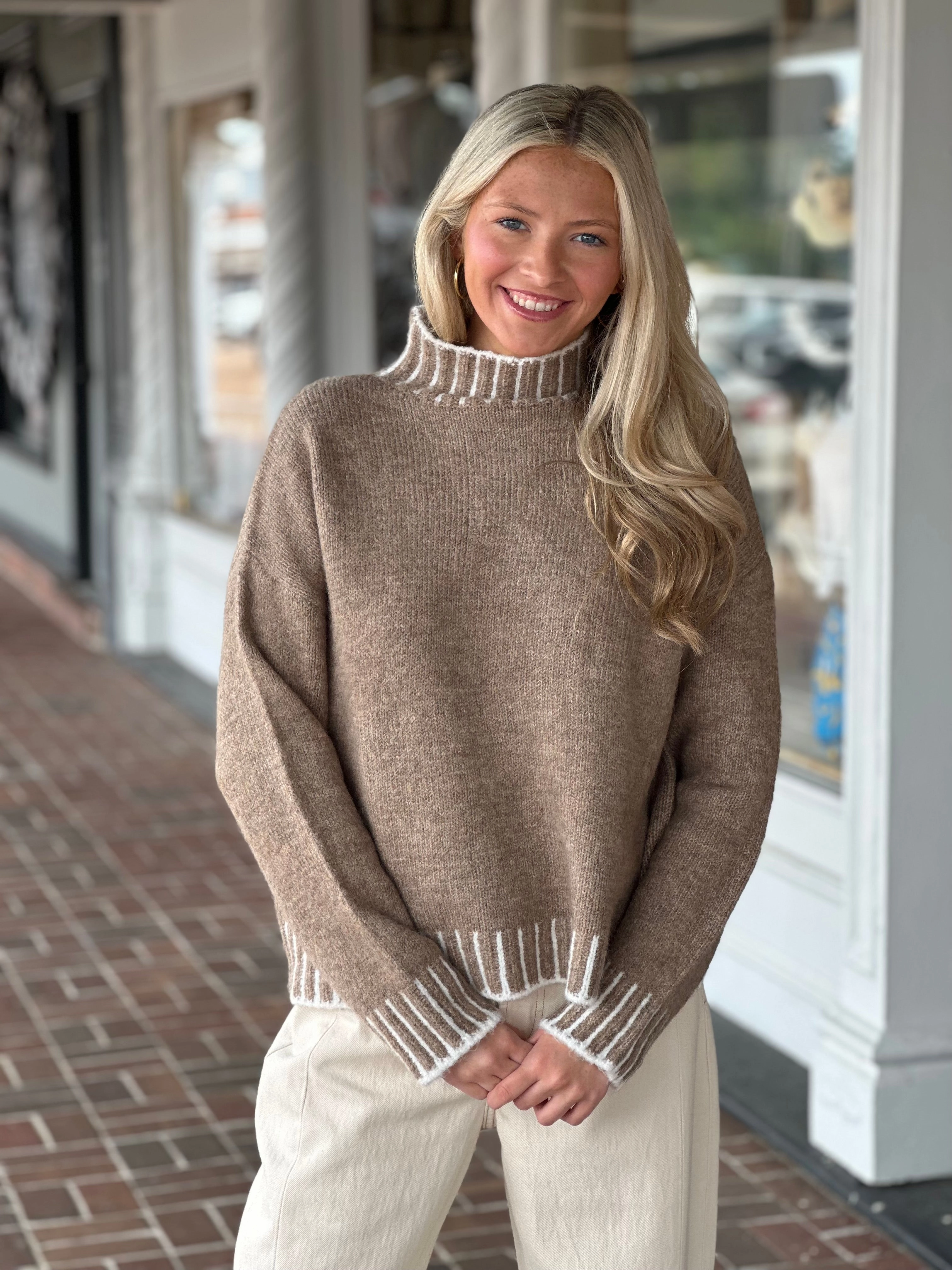 Reinforced Shoulders Favorite Stitch Sweater in Tan