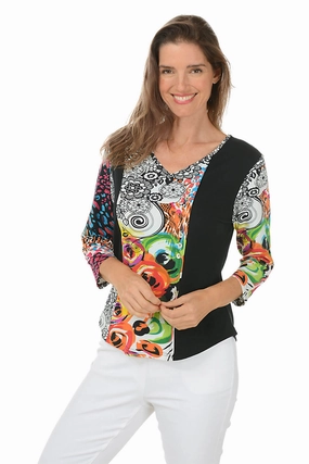 Eliza V-Neck Offset Button Top Tencel Lyocell Fiber