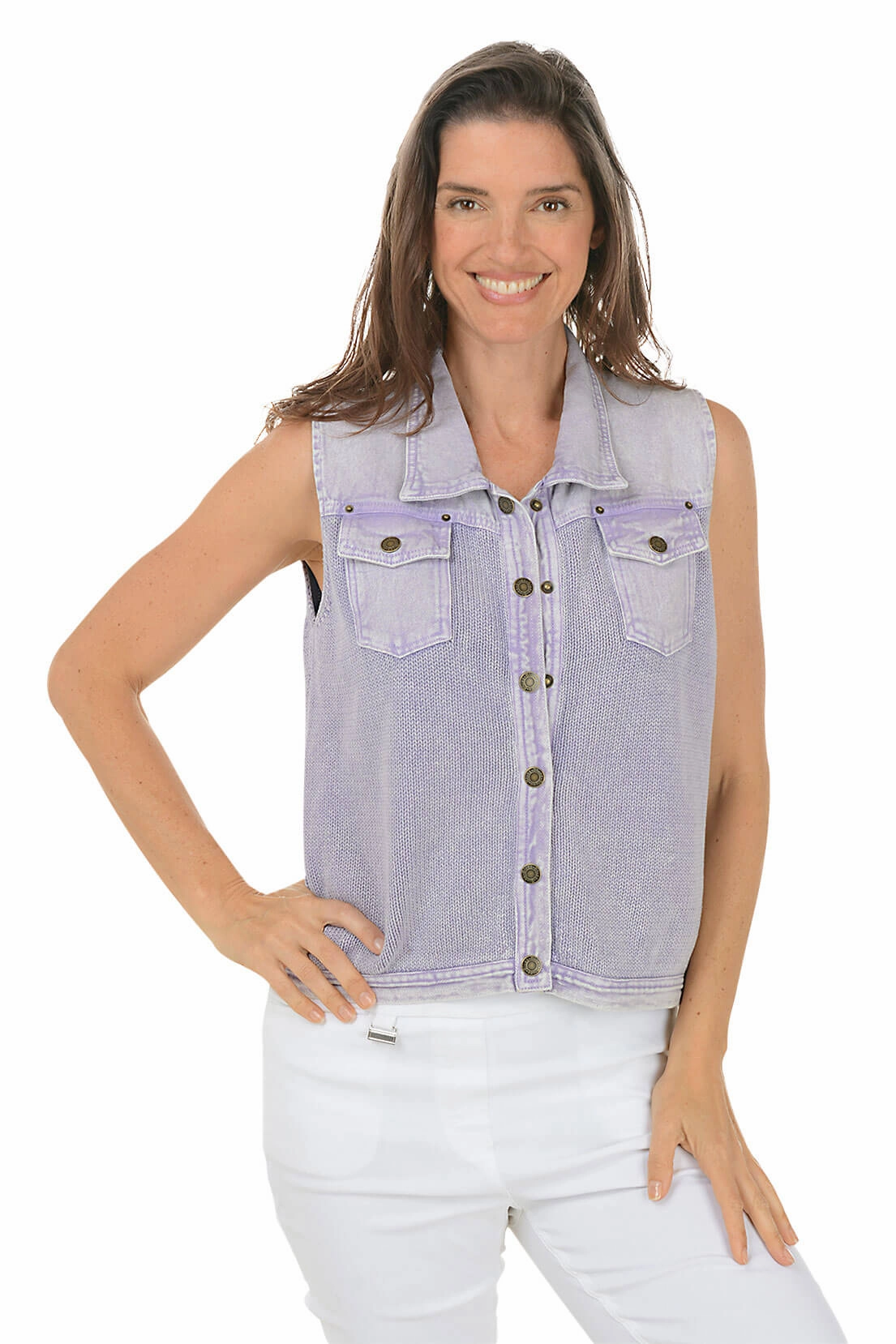 Bold Design ThermalRegulating Fabric Button-Front Denim Sweater Vest