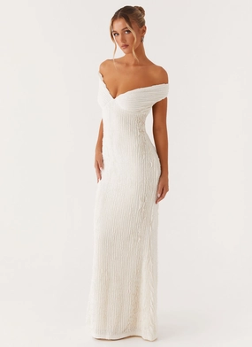 Chantelle Maxi Dress - Ivory Calm Mood Sharp Motion