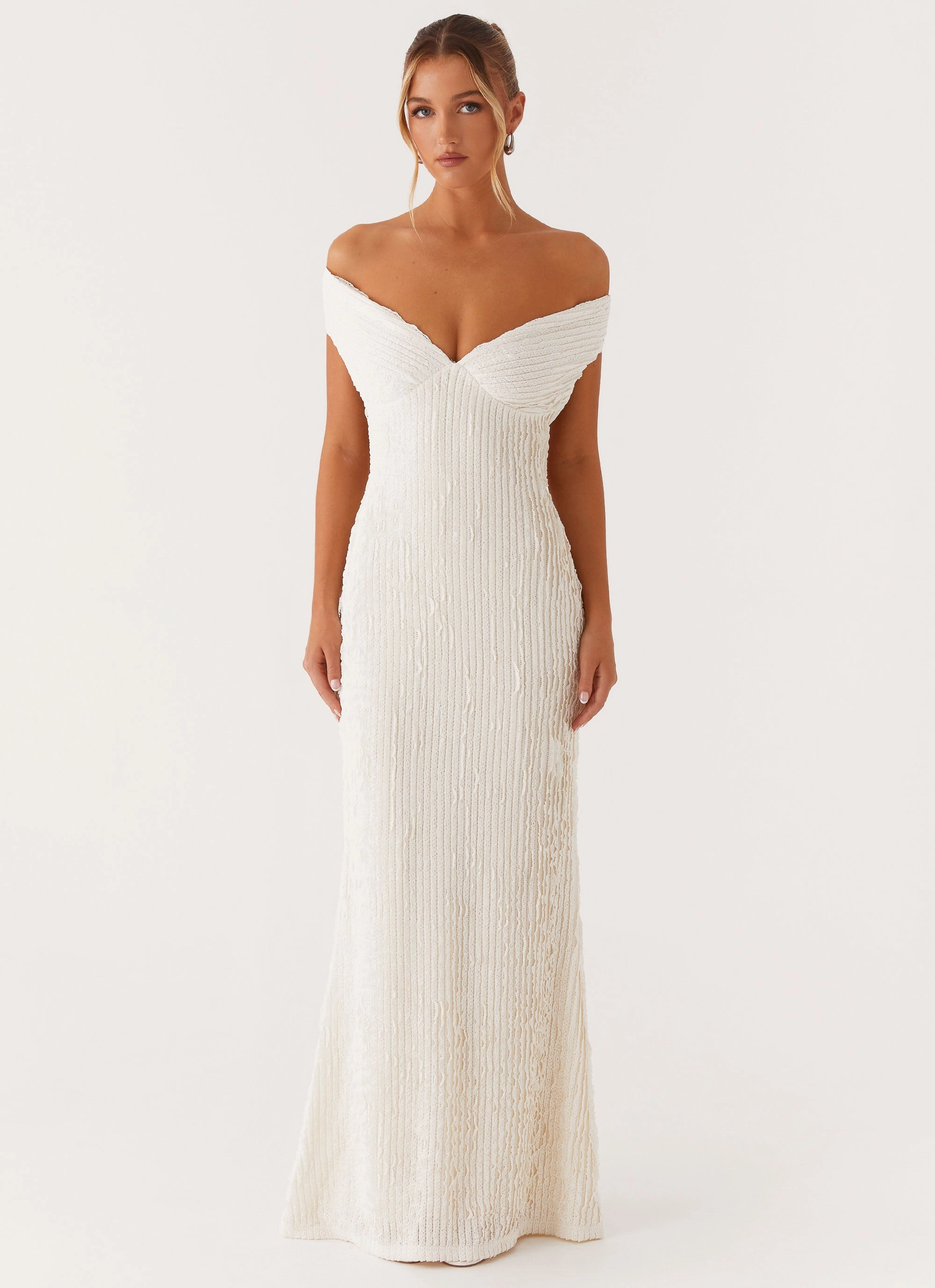 Chic Layered Wear Unique Cut Chantelle Maxi Dress - Ivory