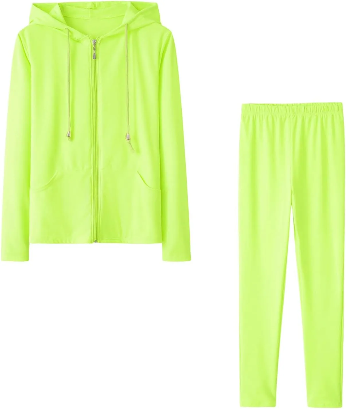 Sweat Sets for Women 2 Piece Lightweight Solid Sweatsuits with Pockets Soft Long Sleeve Jacket Hood with Baggy Sweatpants