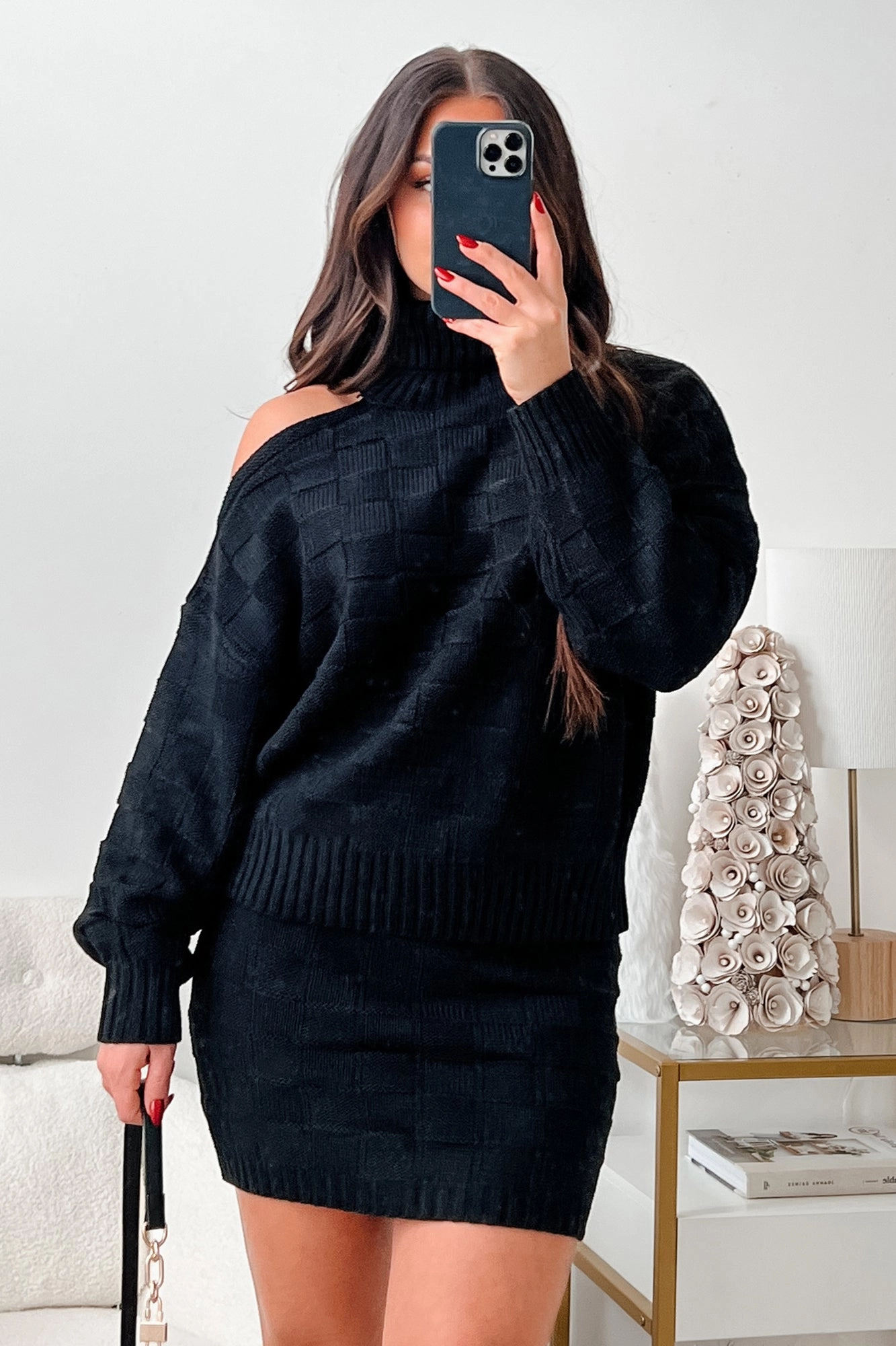 Collection Of Memories Woven Sweater & Skirt Set (Black) ReinforcedHems