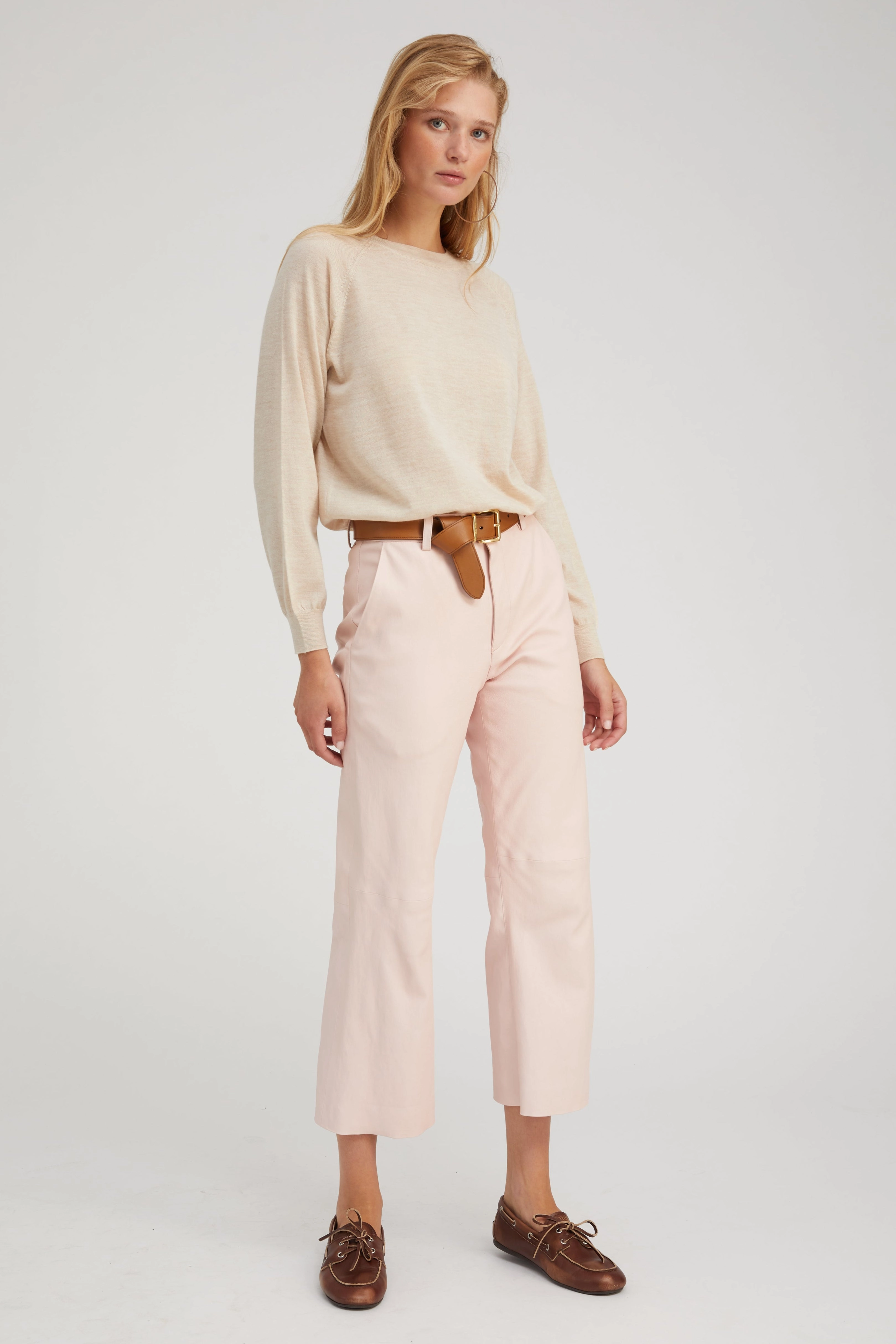 Latte Cashmere Raglan Sweater Minimalist Stitching