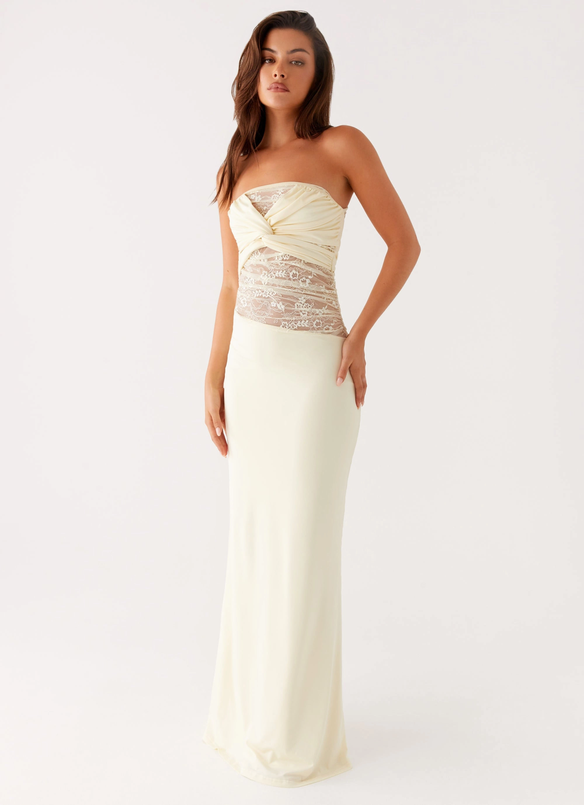 Feminine Details Beach Moment Sweet Energy Strapless Maxi Dress - Yellow